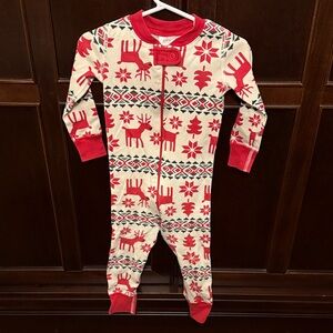 Hanna Andersson Festive Red and Cream Footie